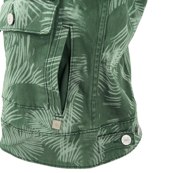 LulaRoe Women's Flap Pockets Button Leaves Pattern Stretch Green Jacket Size S - Picture 8 of 12